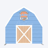 Aperturee - Aperturee Custom Name Wooden Blue Farm Barn Door Arch Backdrop